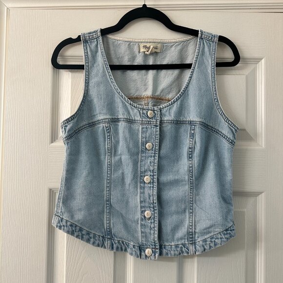 MADEWELL Light Denim Vest Tank Top Button Front Size 6 - Picture 2 of 9